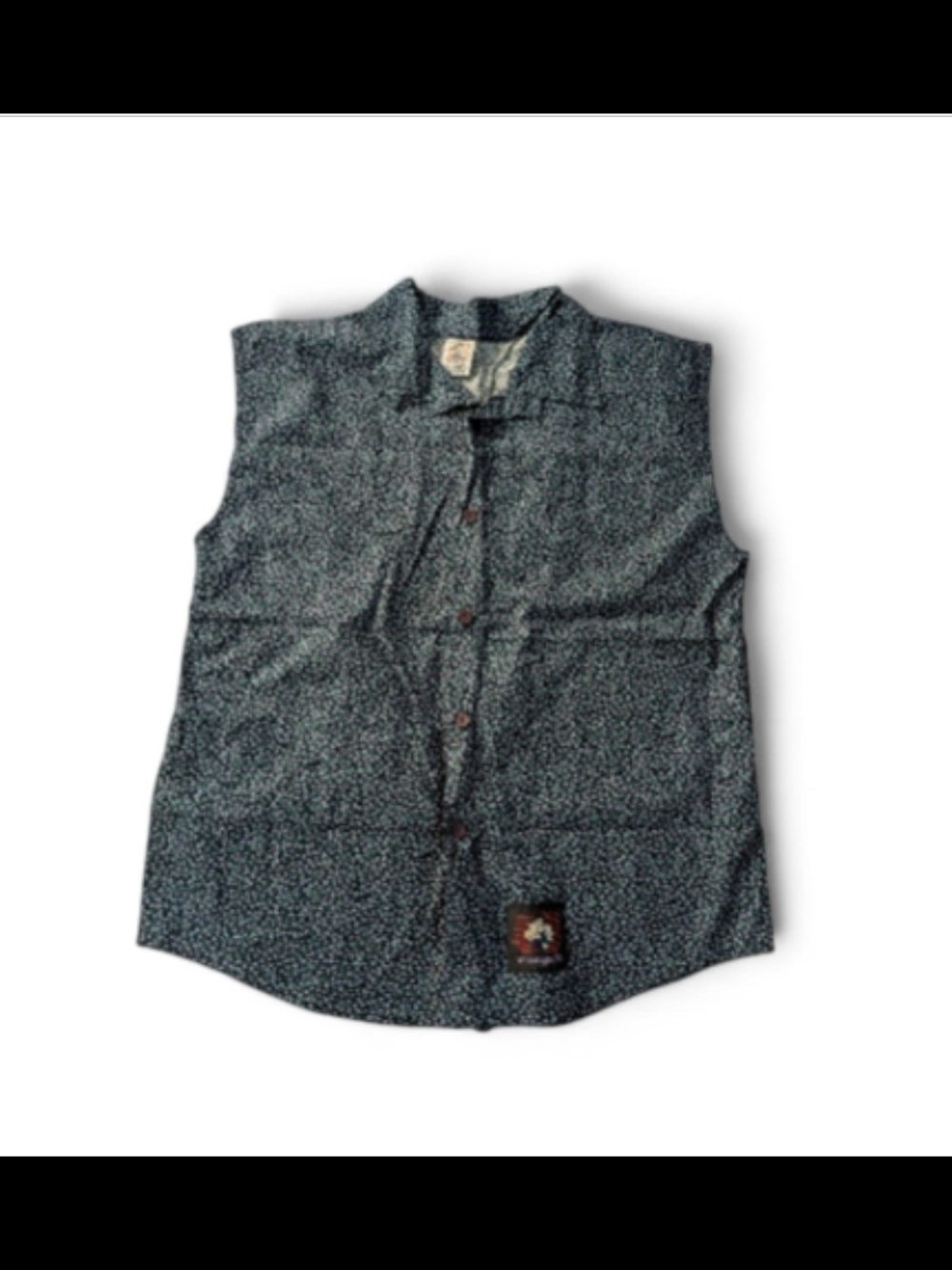 Vintage Les Baladoux Sleeveless Button-Up Shirt Flower Patern